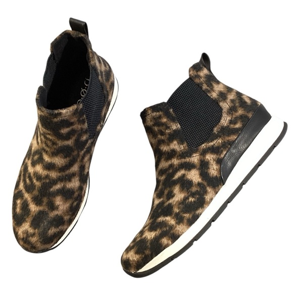 BOC by BORN Kara Leopard Print Chelsea Faux Fur Ankle Boots Size 8 - Picture 1 of 12